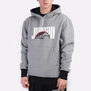 NEW Nike Air Jordan Sport DNA Fleece Hoodie Pullover Heather Gray Black Mens XL